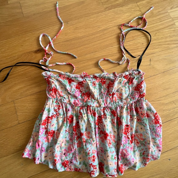 Floral tie strap tank - Picture 2 of 4